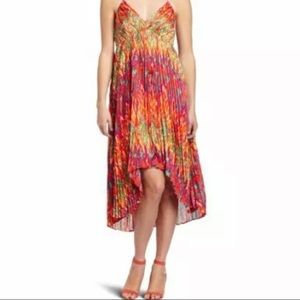 NWOT Laundry by Shelli Segal Multicolored Halter Top Dress with Pleats